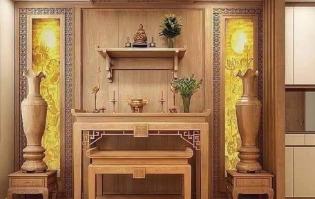 Vách ngăn bàn thờ phòng khách: Cách bố trí đẹp, kín đáo và hài hòa